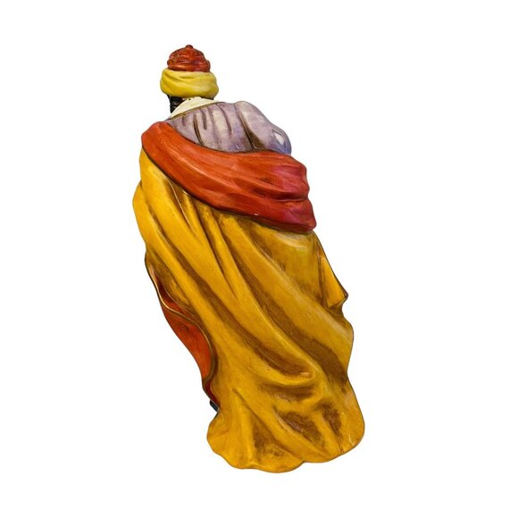 Hand-Painted Ceramic Wise Man Figurine Holding Incense Yellow Red Purple - Picture 2 of 16